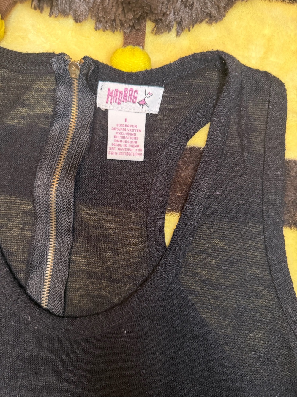 MADRAG Black Rhinestone Embellished Racerback Tank Top Size L - Picture 5 of 8
